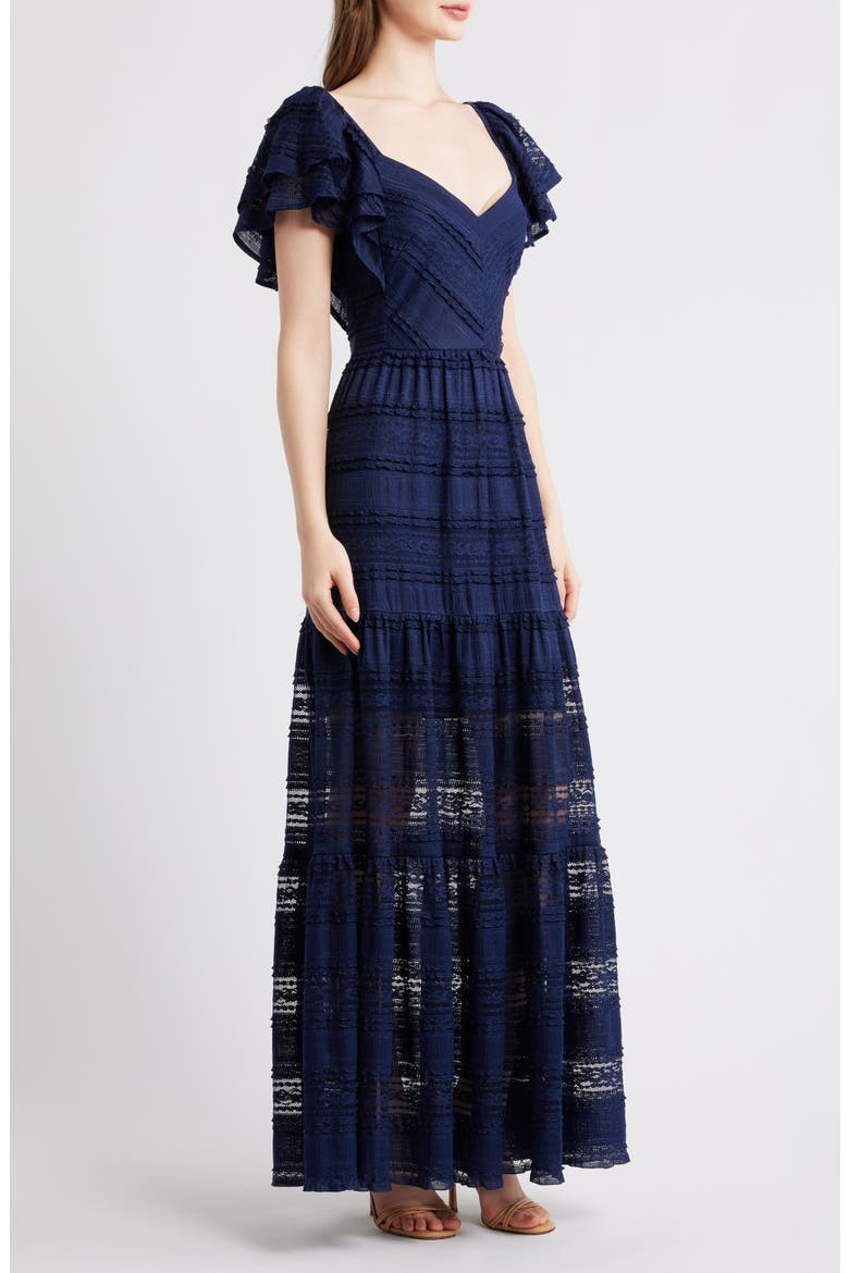 Stretch Lace Gown, Alternate, color, NAVY