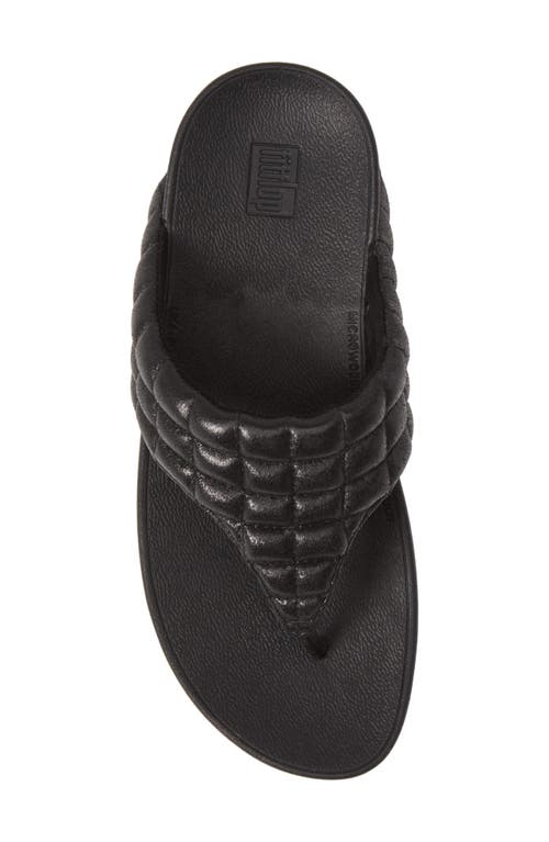Fitflop Lulu Padded Shimmy Suede Flip Flop In All Black Suede