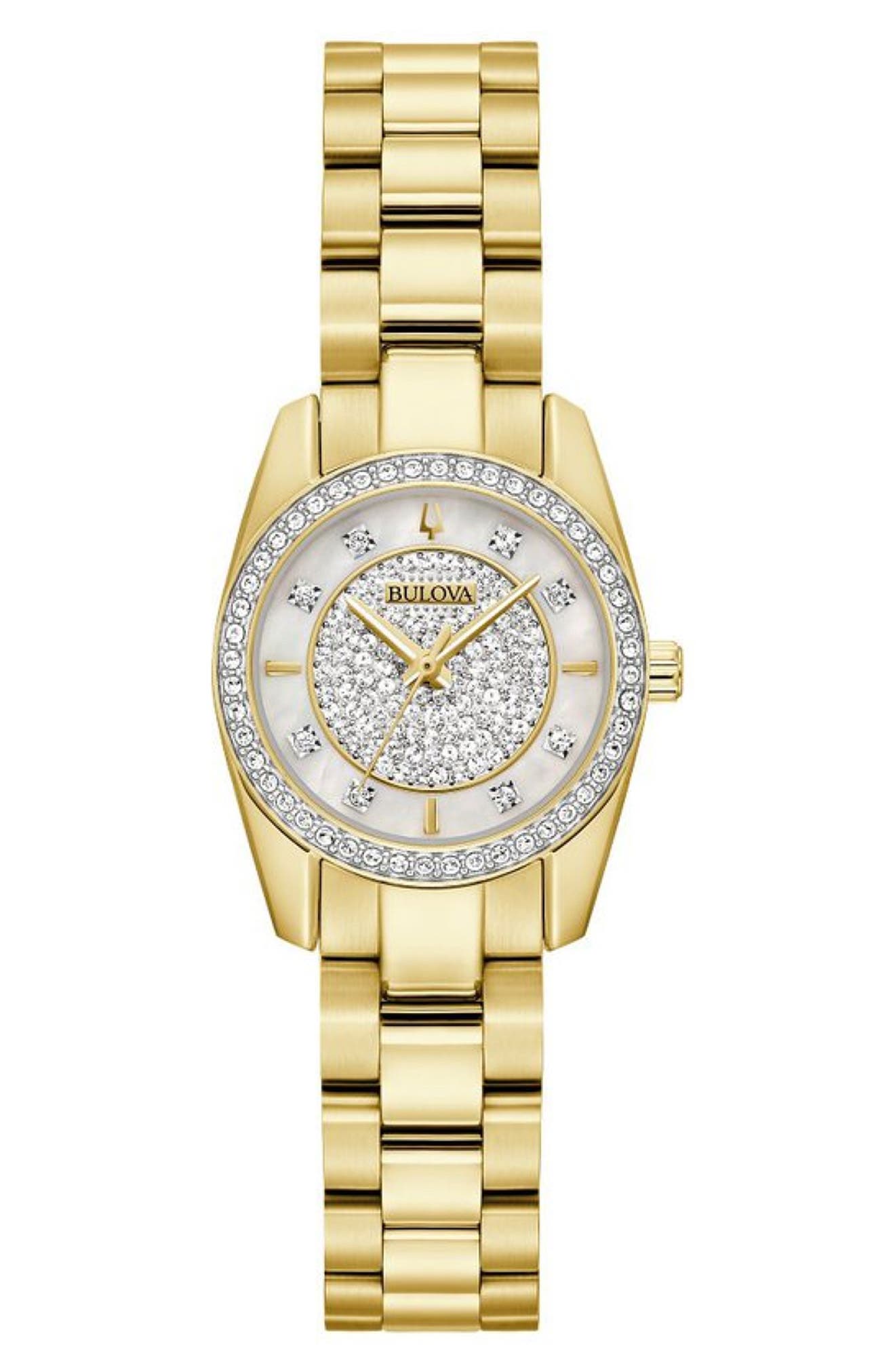 BULOVA Crystal Mother-of-Pearl Bracelet Watch, 23.5mm