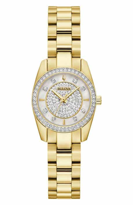 BULOVA Crystal Mother-of-Pearl Bracelet Watch, 23.5mm