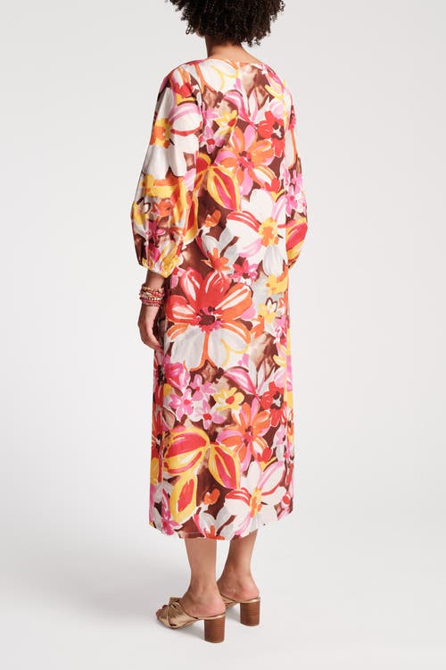Shop Frances Valentine Minnow Maxi Dress Sun Flower Cotton Poplin In Pink/multi 2