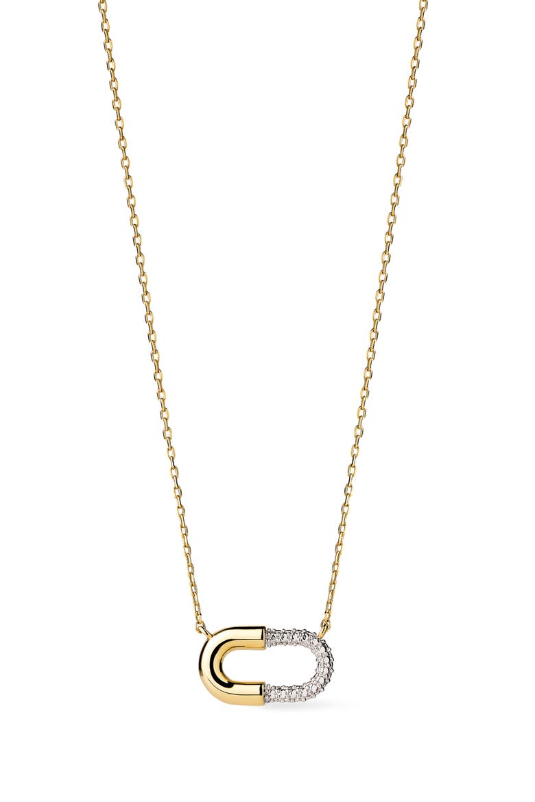 Black Mini Micropavé Necklace, Main, color, GOLD / SILVER / CLEAR