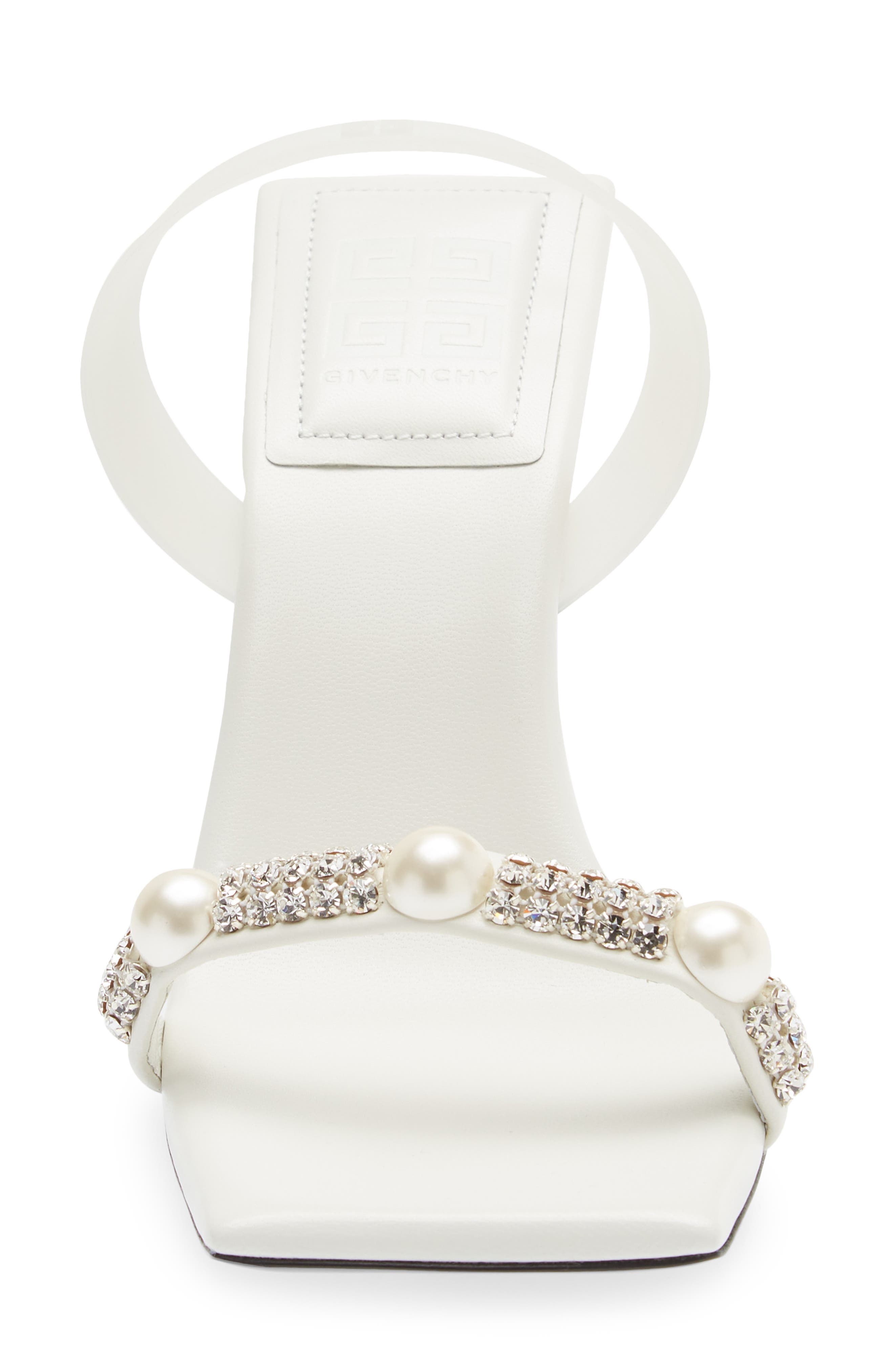 4-G Imitation Pearl & Crystal Slingback Sandal, Alternate, color, IVORY