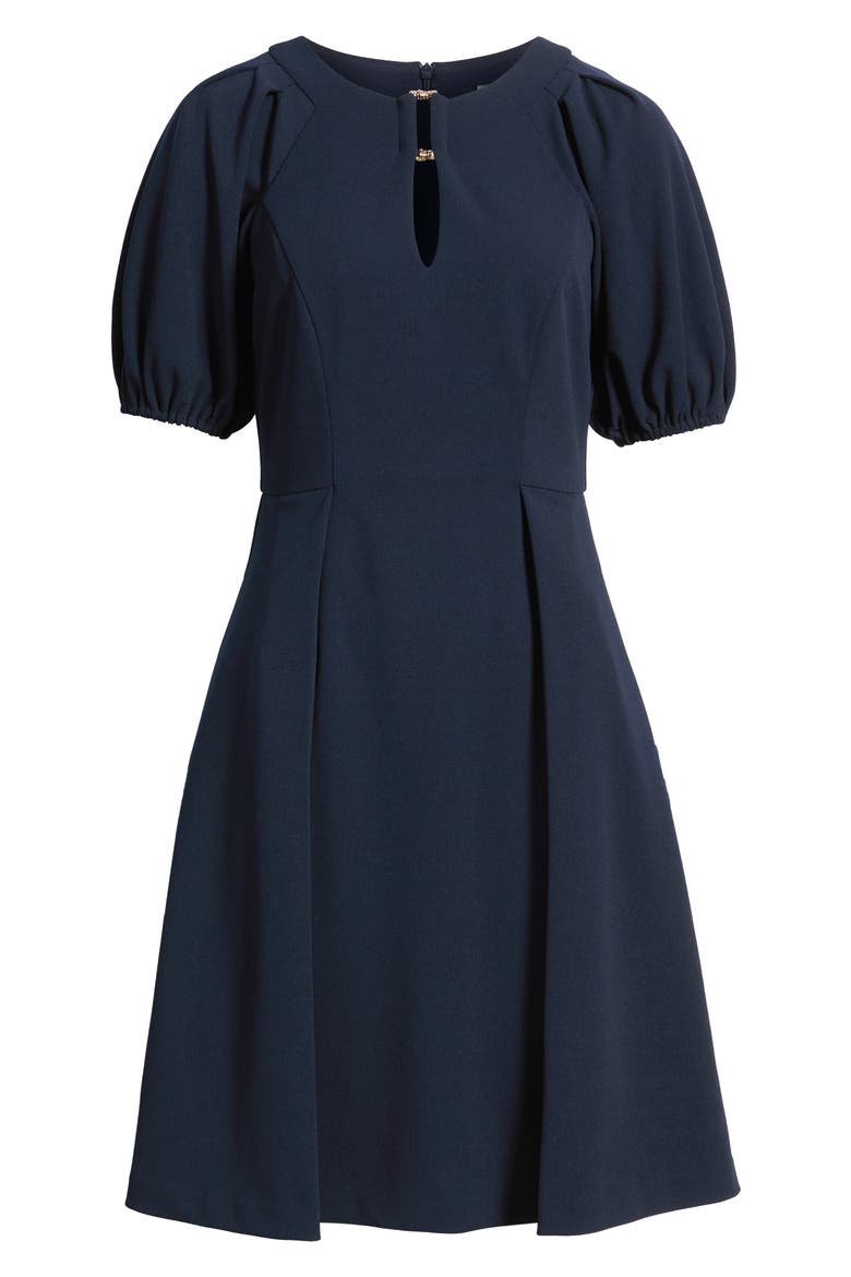 Puff Sleeve Scuba Crepe Dress, Alternate, color, NVY