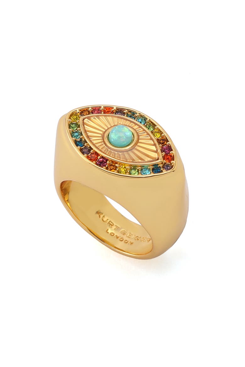 Rainbow Evil Eye Cocktail Ring, Main, color, GOLD MULTI