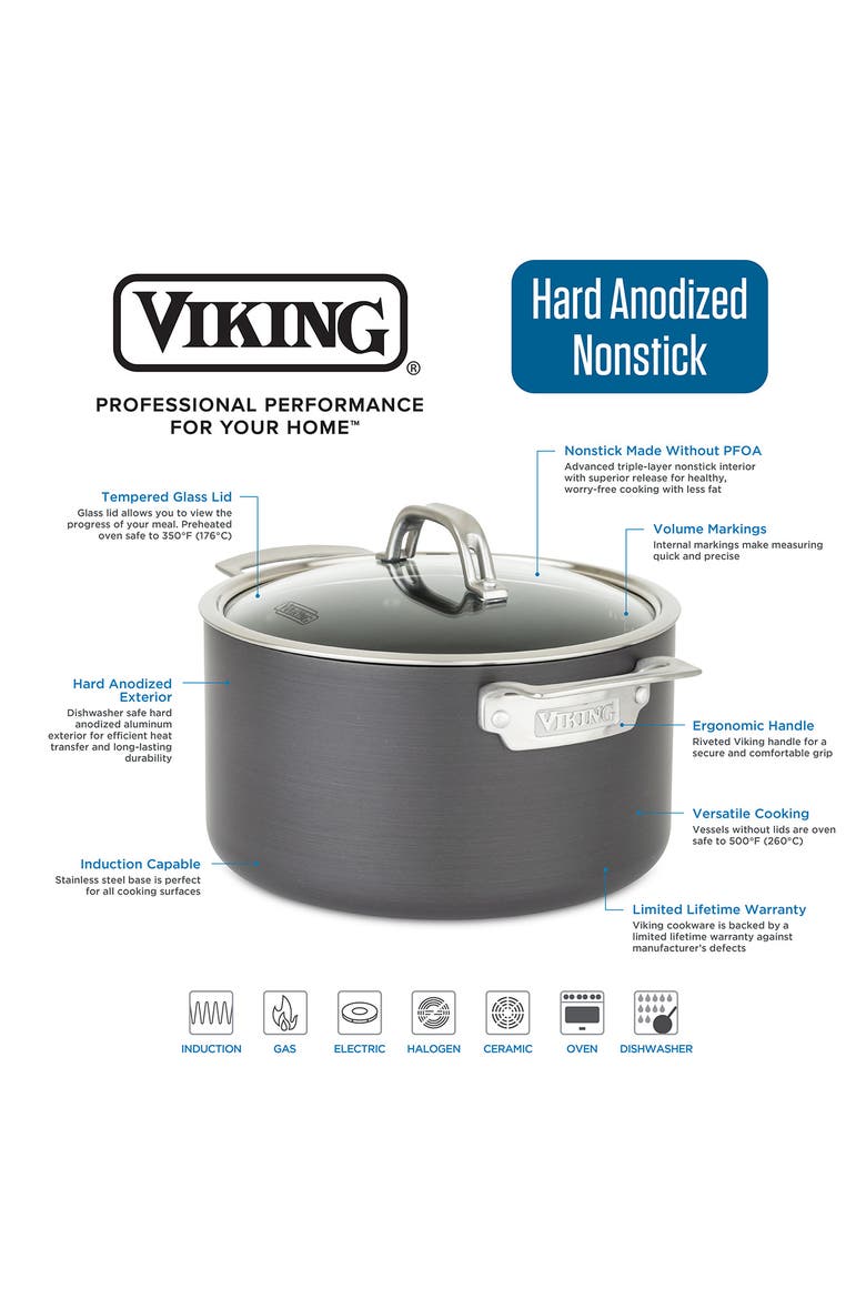 3-Quart Hard Anodized Nonstick Saucier with Lid, Alternate, color, DARK GREY