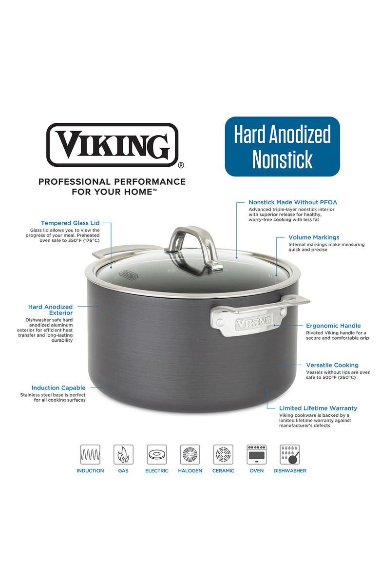 Viking 3-Quart Hard Anodized Nonstick Saucier with Lid, Alternate, color, Dark Grey