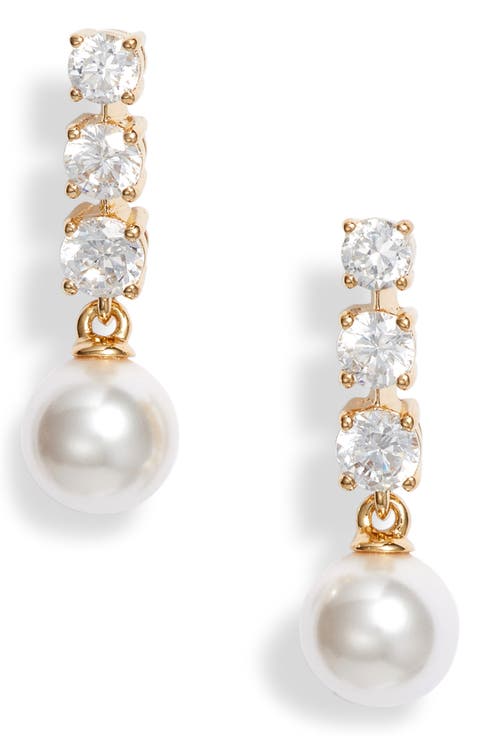 Camila Imitation Pearl & Cubic Zirconia Drop Earrings