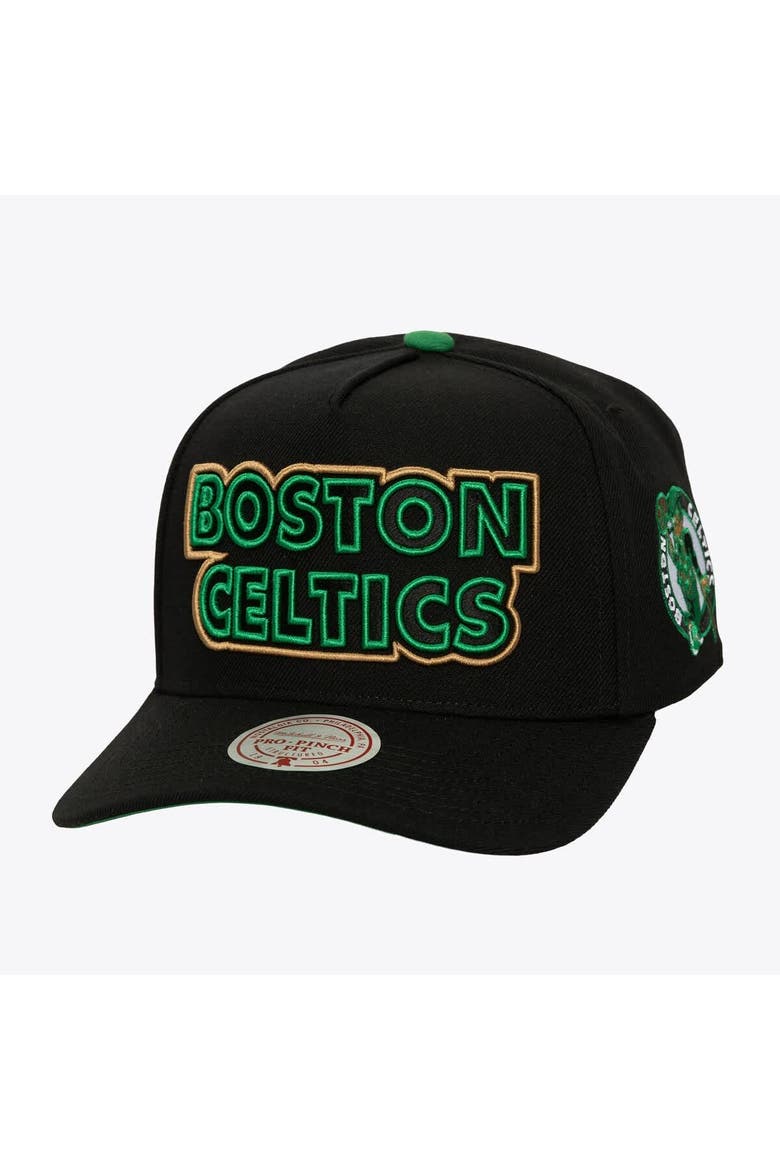 Men's Mitchell & Ness  Black Boston Celtics Class Act Pro Snapback Hat, Main, color, Black