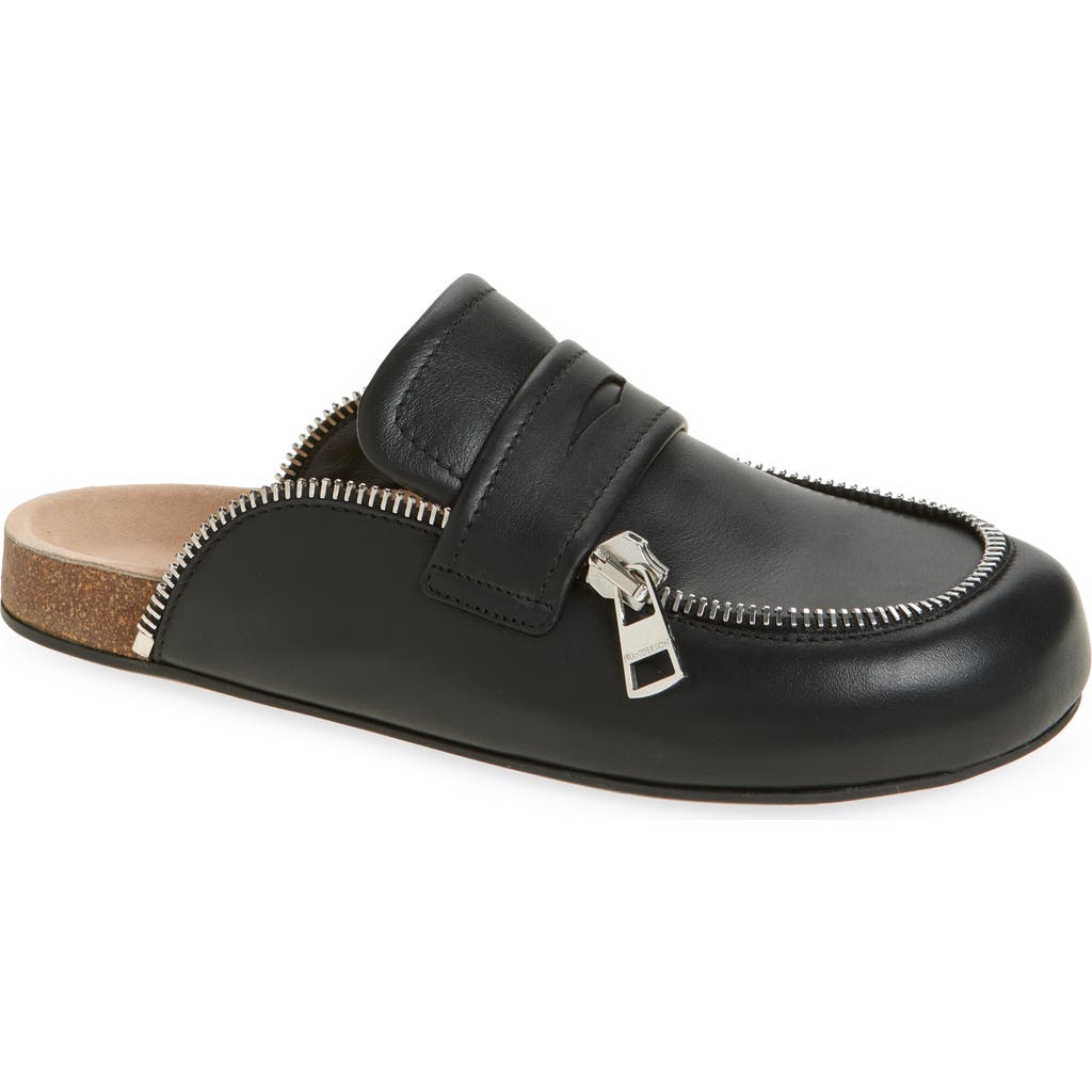 Jw Anderson Black Leather Biker Slip-on Loafers In Black