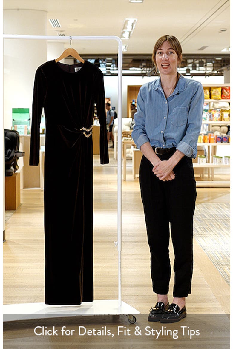 Ruched Long Sleeve Velvet Gown video