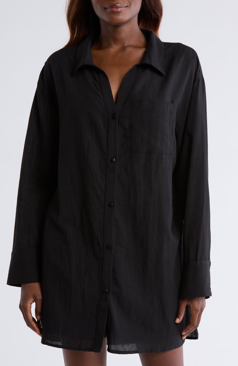 Nordstrom Oversized Cover-Up Shirt, Alternate, color, Black