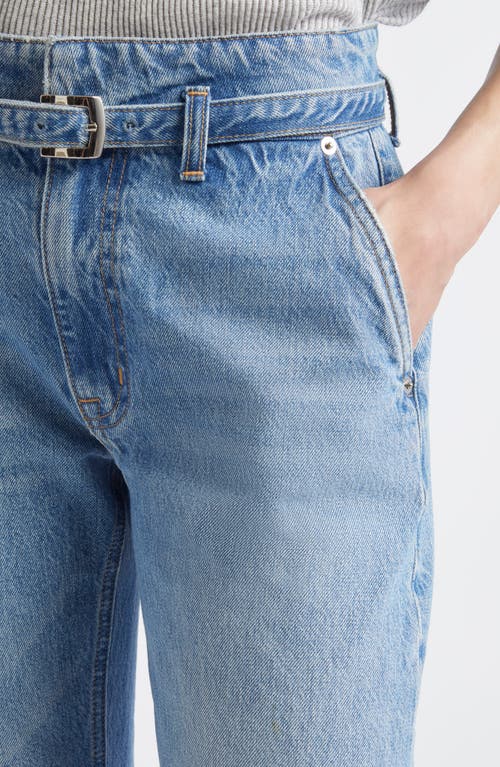 Brandon Maxwell The Alexa Belted Cuffed Straight Leg Jeans In Brown