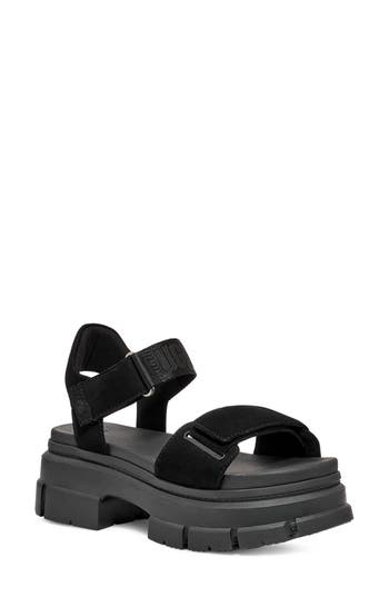 Ugg Womens Adjustable Open Toe Platform Sandals In Black