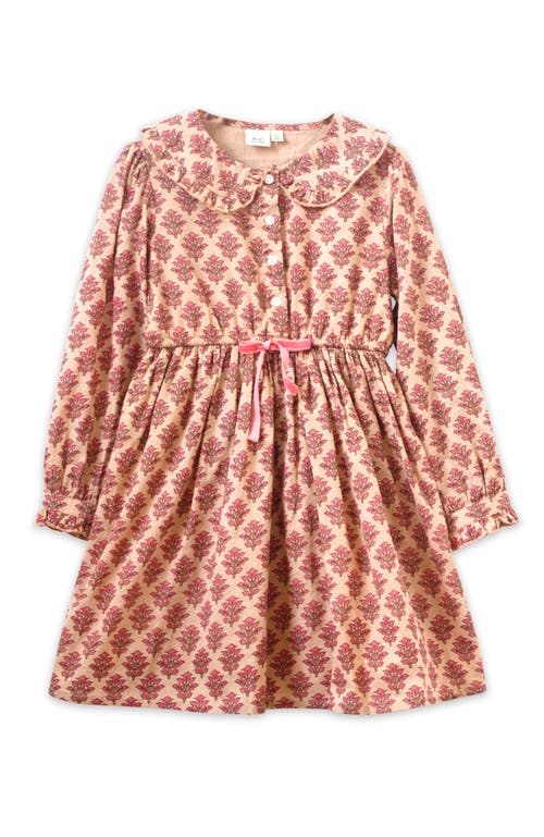 Beet World Girls' Long Sleeves Dress With Velvet Tie In Vintage Pink