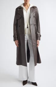 Eleventy Leather Trench Coat