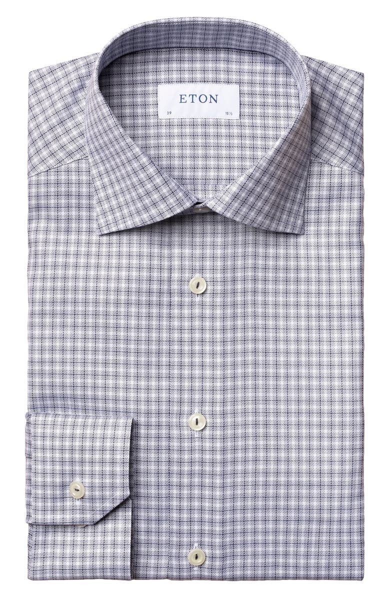 Eton Slim Fit Plaid Dress Shirt, Alternate, color, 