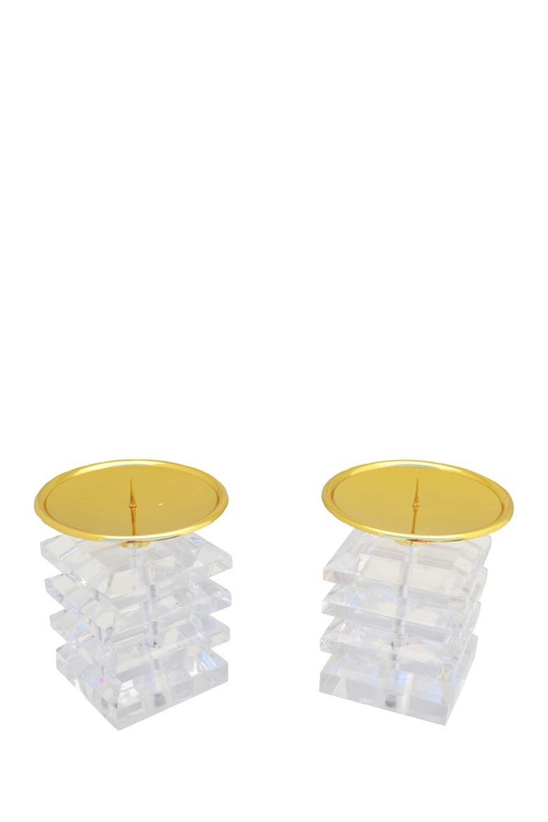 Rococo Candle Sticks - Set of 2, Main, color, CLEAR/GOLD
