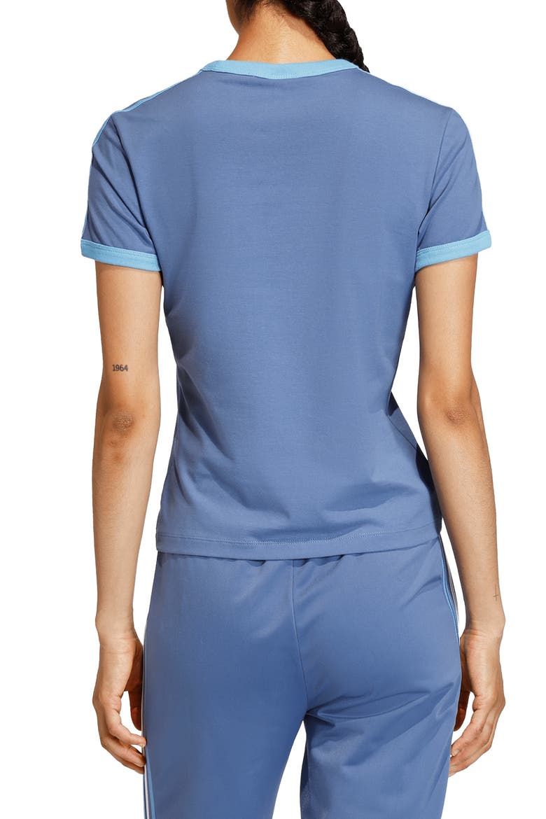 3-Stripes Slim Fit T-Shirt, Alternate, color, CREW BLUE/ LIGHT BLUE/ WHITE