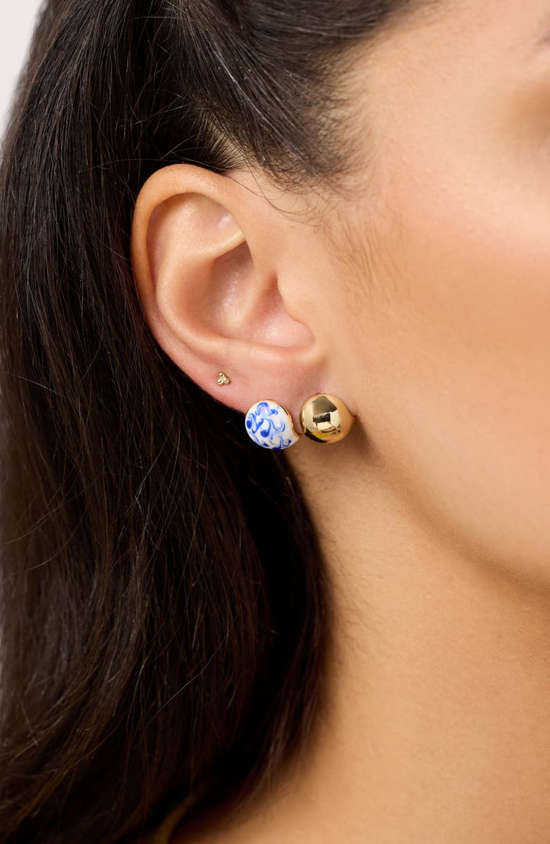 Ana Luisa Statement Earrings - Mini Abby Marble Blue, Alternate, color, Marble Blue/ Gold