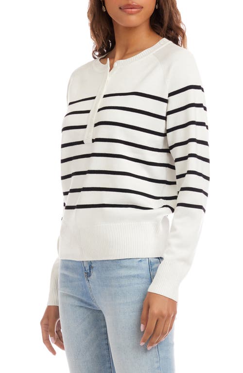 Karen Kane Stripe Henley Sweater In Multi