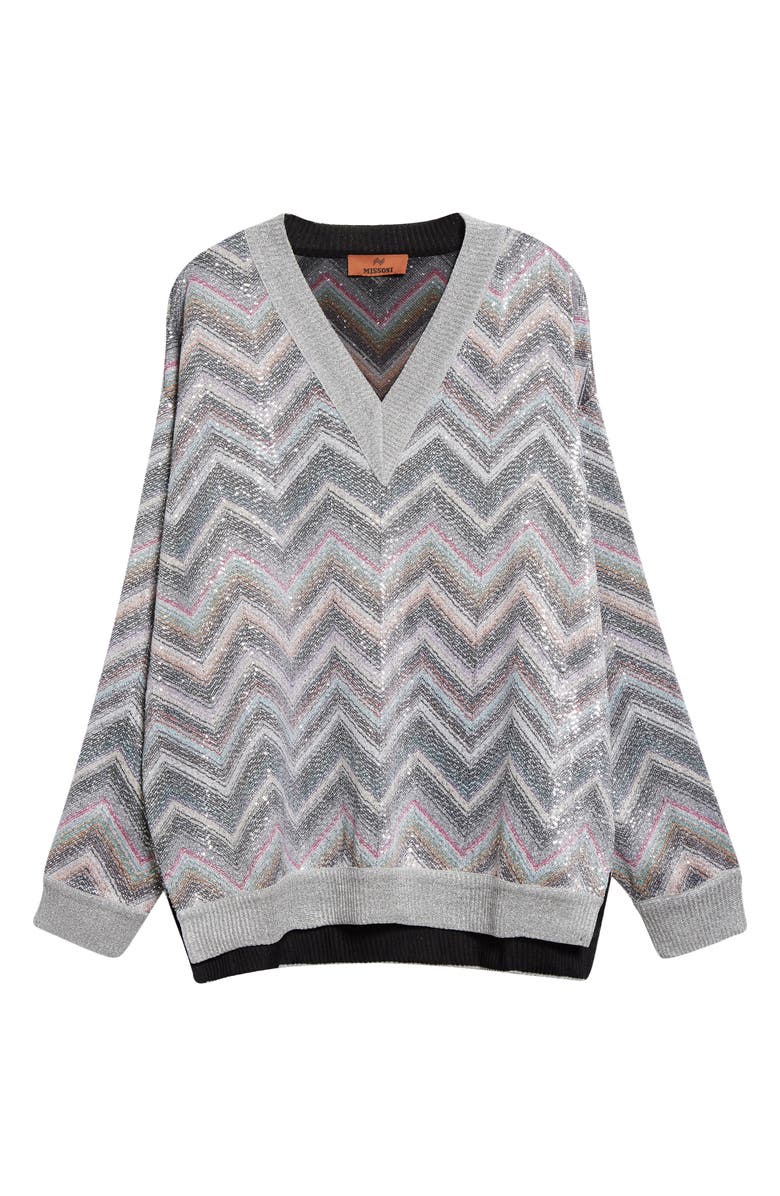 Missoni Sequin Chevron Stripe Sweater, Alternate, color, 