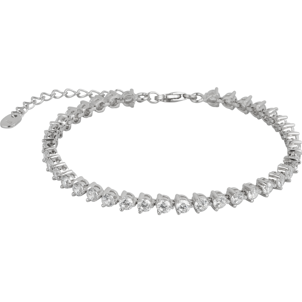 Spero London Round Prong Sterling Silver Tennis Bracelet In Metallic