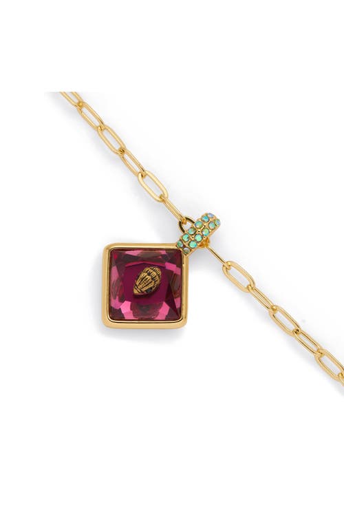 Kurt Geiger London Square Stone Eagle Pendant Necklace In Gold