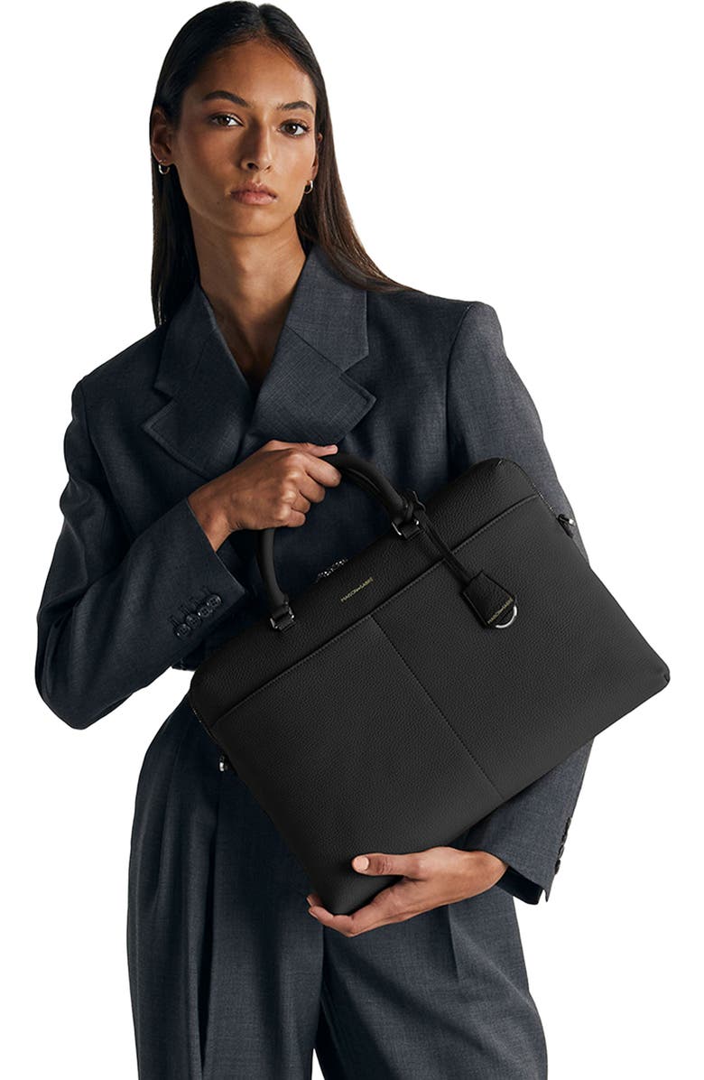 MAISON de SABRÉ Leather Laptop Bag, Main, color, Black Caviar