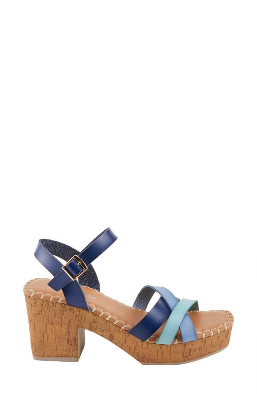 Patrizia By Spring Step Sandrine Cork Block Heel Sandal In Blue Multi