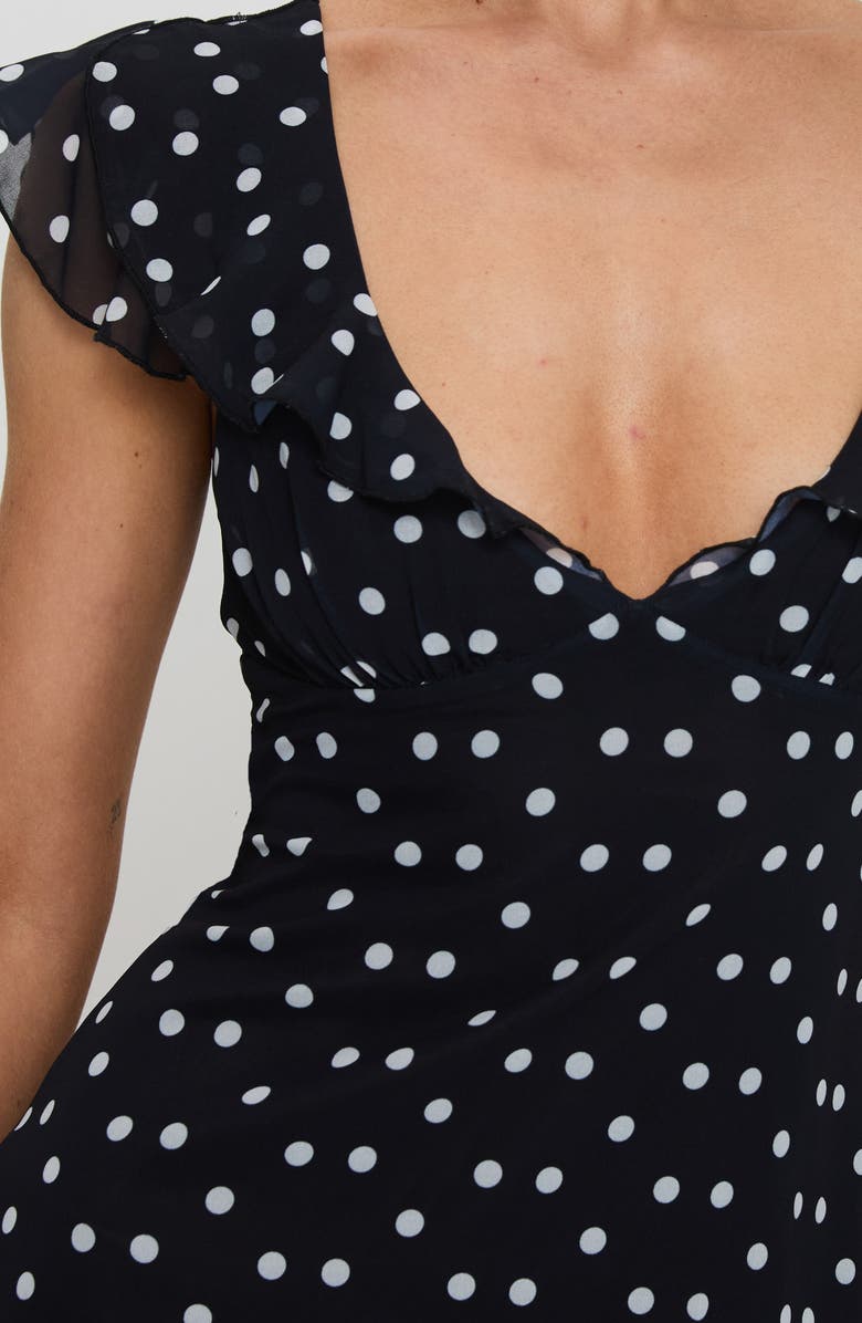 Princess Polly I Guess So Polka Dot Minidress, Alternate, color, Black Polka Dot