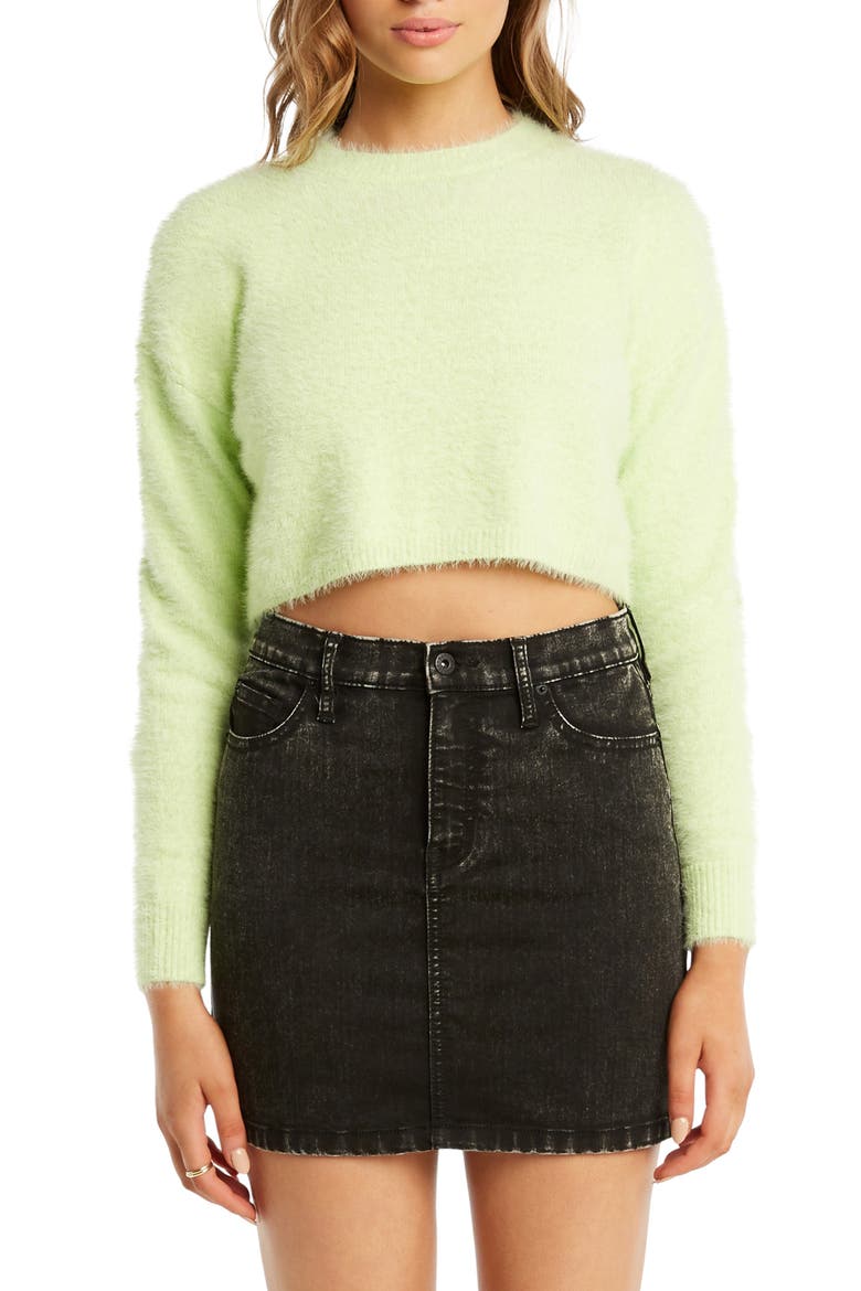 Crop Fluffy Sweater, Main, color, LIMELIGHT