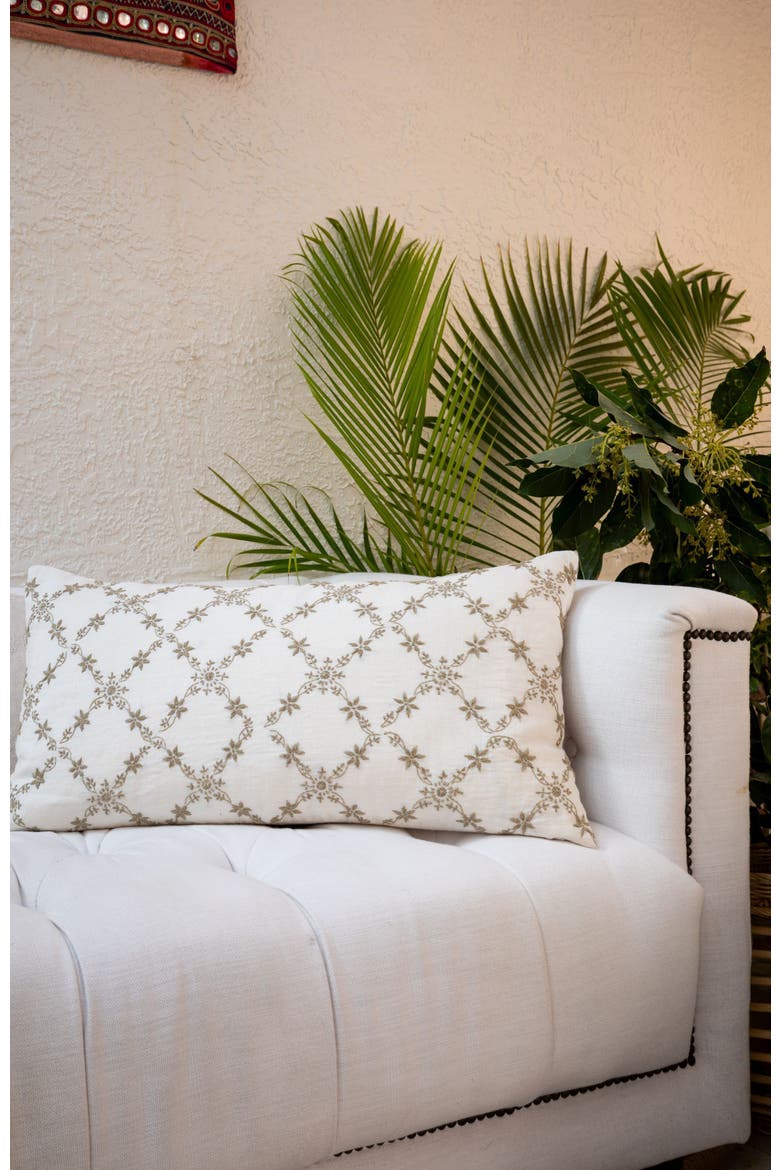 Grace Lucknow Lumbar Pillow Cover Shell Linen, Alternate, color, Shell/Pewter