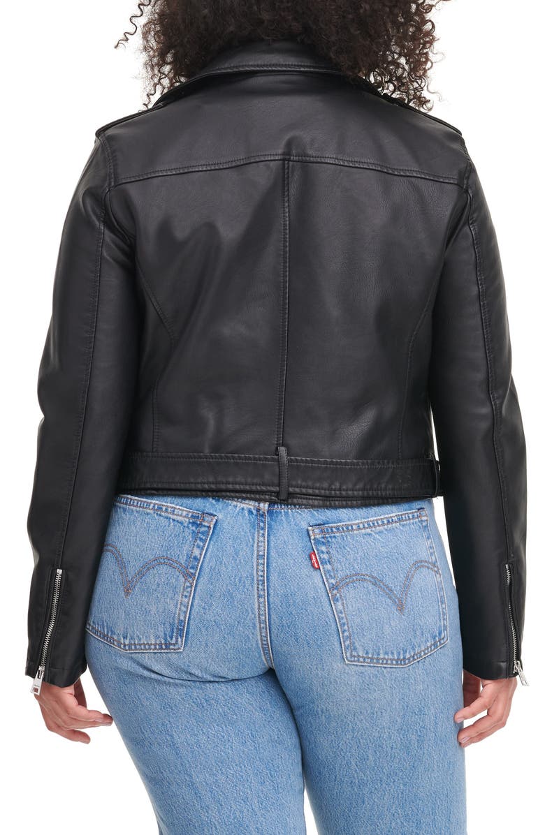 Levi's<sup>®</sup> Water Repellent Faux Leather Fashion Belted Moto Jacket, Alternate, color,