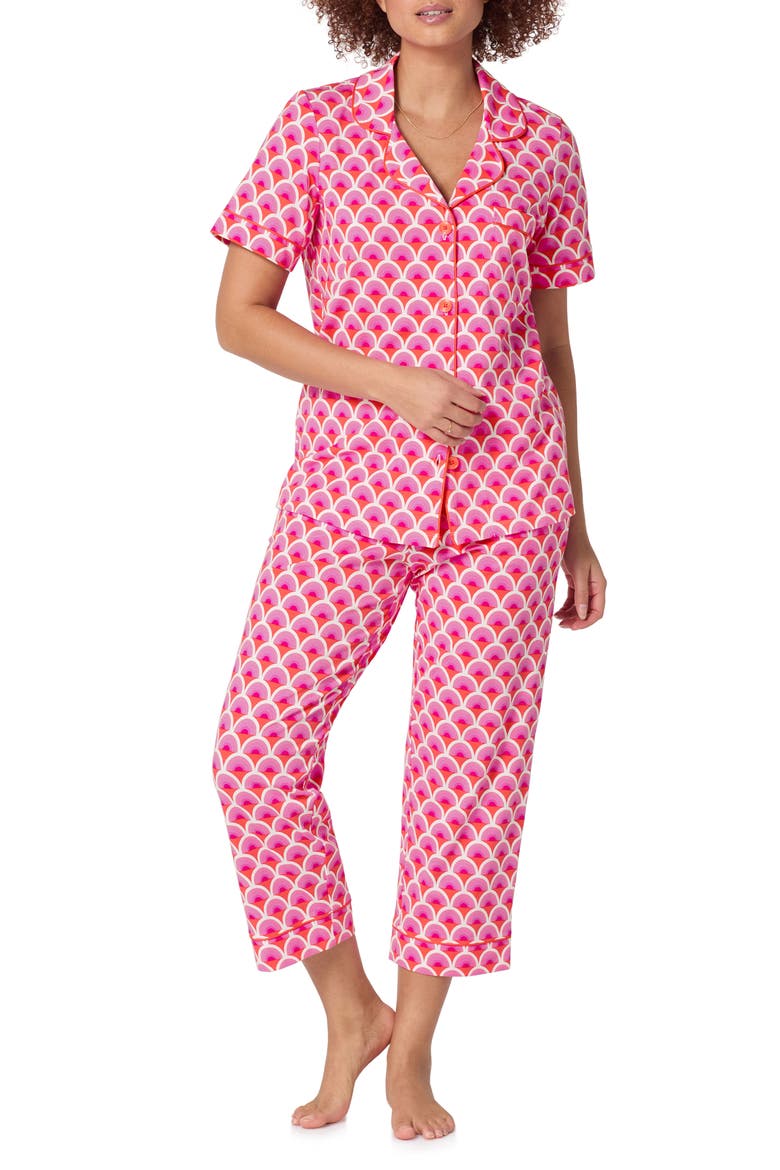 Print Crop Pajamas, Main, color, SCALLOP