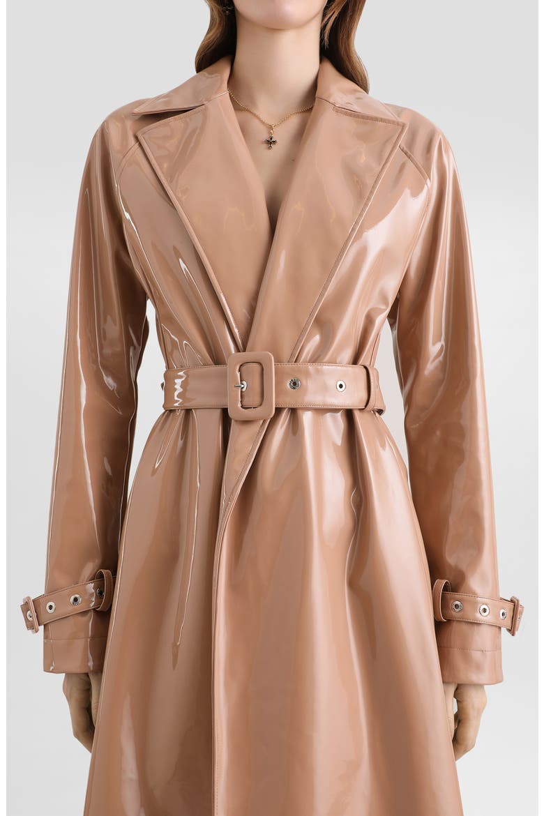 Faux Leather Trench Coat, Alternate, color, M0179 POWDER