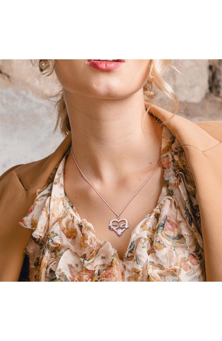 Julianna B. Cubic Zirconia Infinity Heart Necklace, Alternate, color, Sterling Silver