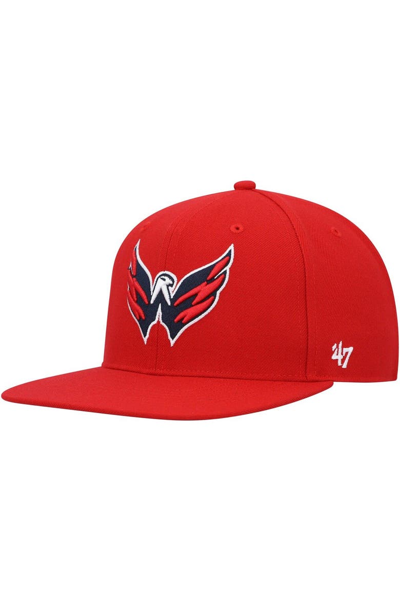 Men's '47  Red Washington Capitals Sure Shot Captain Snapback Hat, Alternate, color, Red