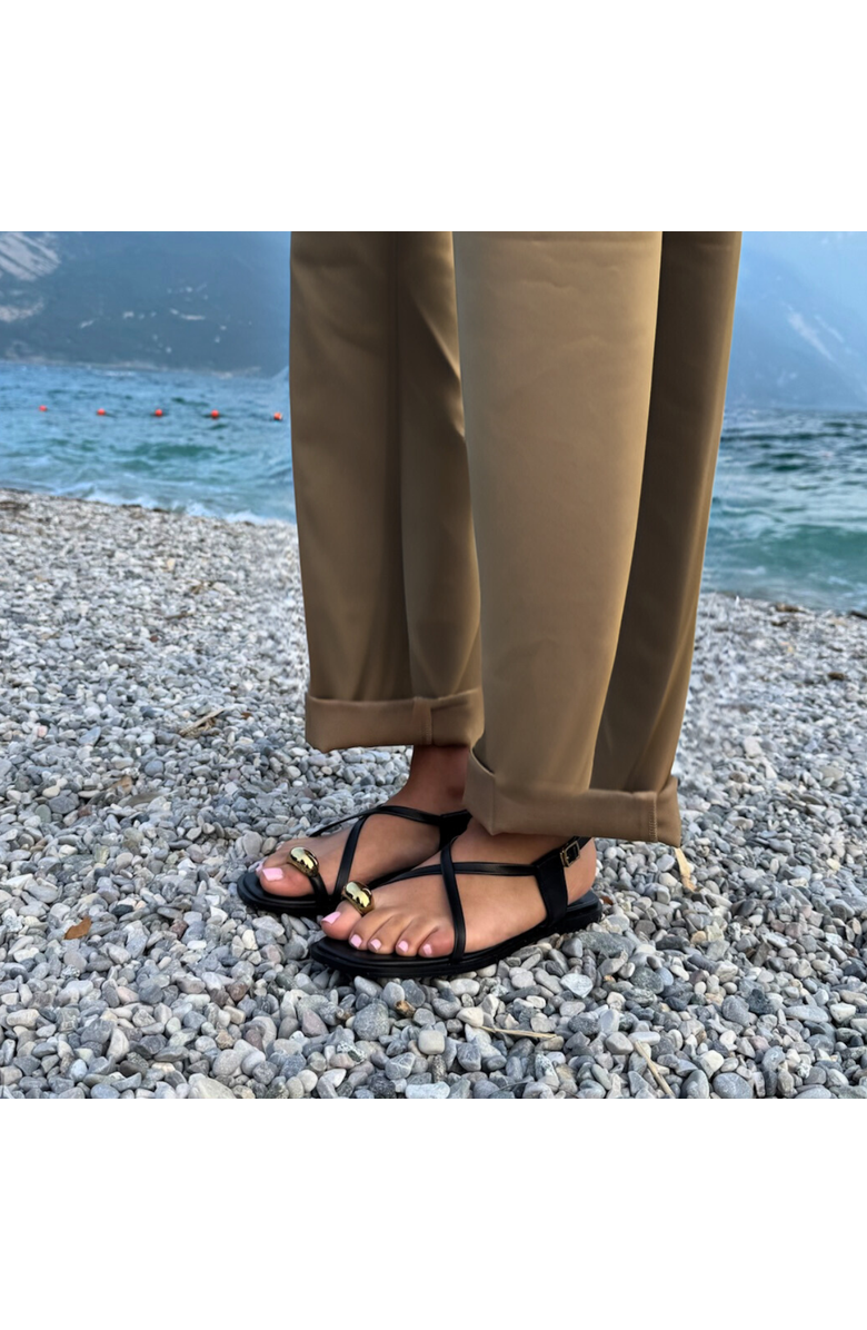 Amie Rafa Laney Strappy Gold Toe Sandals, Alternate, color, Black