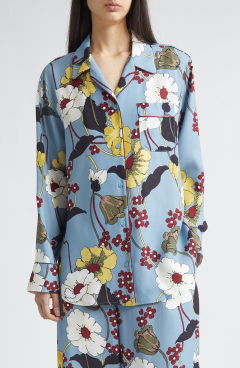Melodia Floral Satin Pajama Shirt