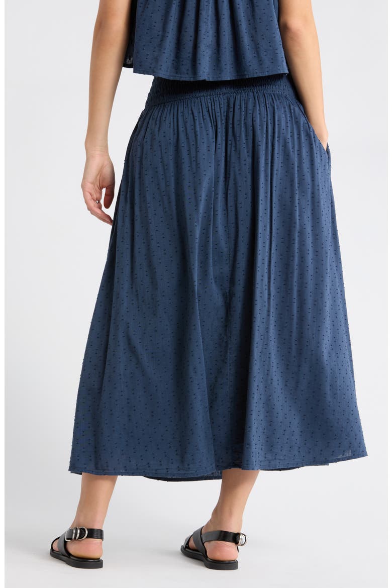 Clip Dot Midi Skirt, Alternate, color, NAVY DIPPER
