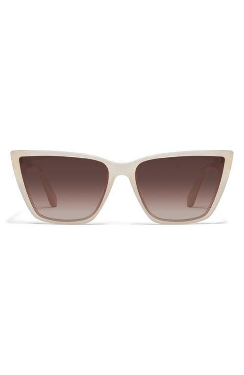 Quay Call The Shots 45mm Cat Eye Sunglasses In Bone/brown