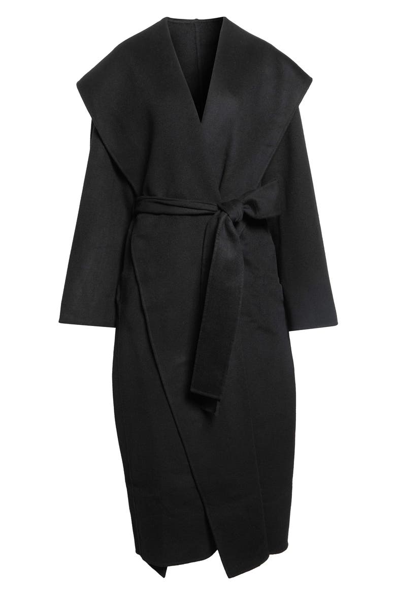Hooded Belted Coat, Main, color, BLACK
