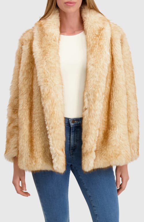 Lyla Grant Fur-free Fox (faux Fur) Jacket, Shawl Collar In Gold