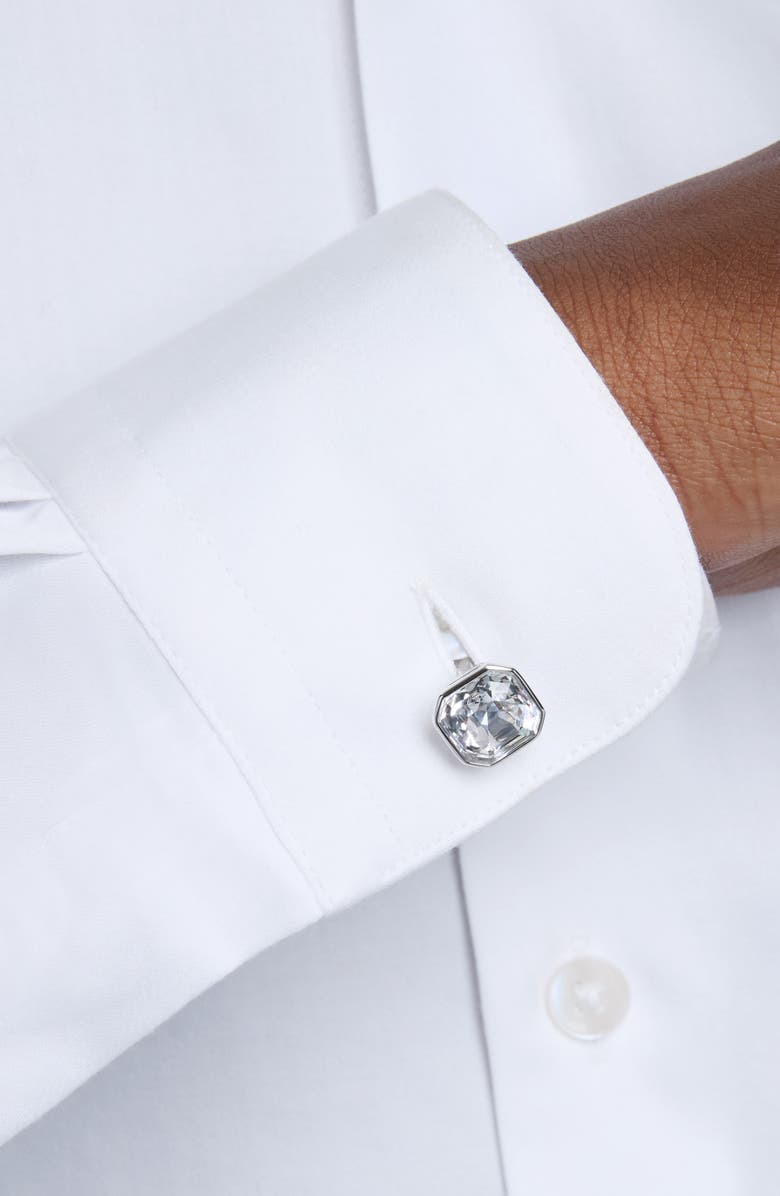 Swarovski Millenia Cuff Links, Alternate, color, Rhodium