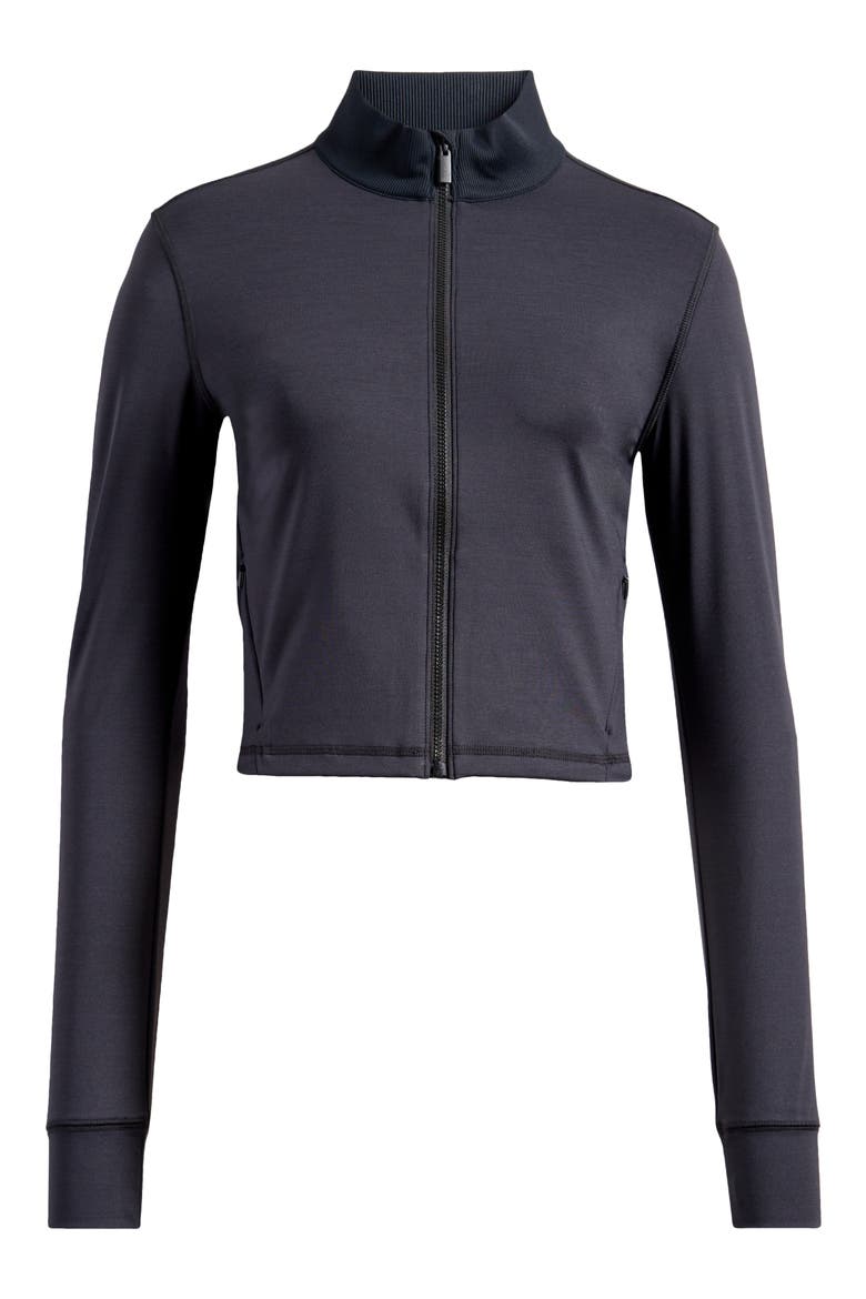 Moveknit Full Zip Crop Jacket, Alternate, color, HEATHER BLACK