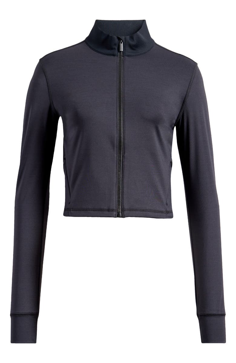 TravisMathew Moveknit Full Zip Crop Jacket, Alternate, color, Heather Black