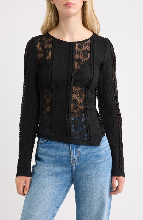 Lace Asymmetric Hem Top