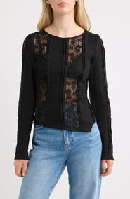 24Colours Lace Asymmetric Hem Top