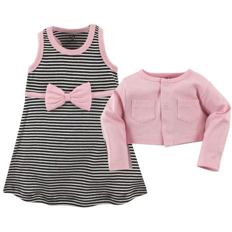 Coordinated Cotton Dress And Cardigan Duo